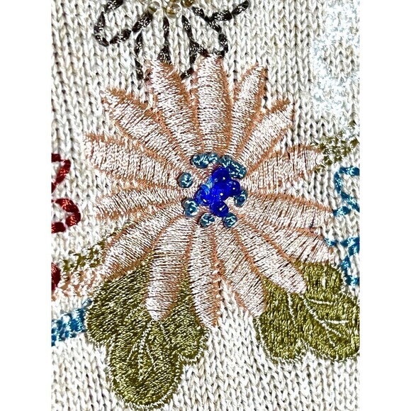 Alfred Dunner Women's Sweater Embroidered Cottage Floral Granny Petite Large‎ - Picture 3 of 12